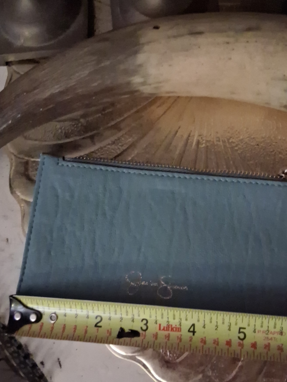 Jessica Simpson Teal Zip Clutch Wallet with Gold Logo